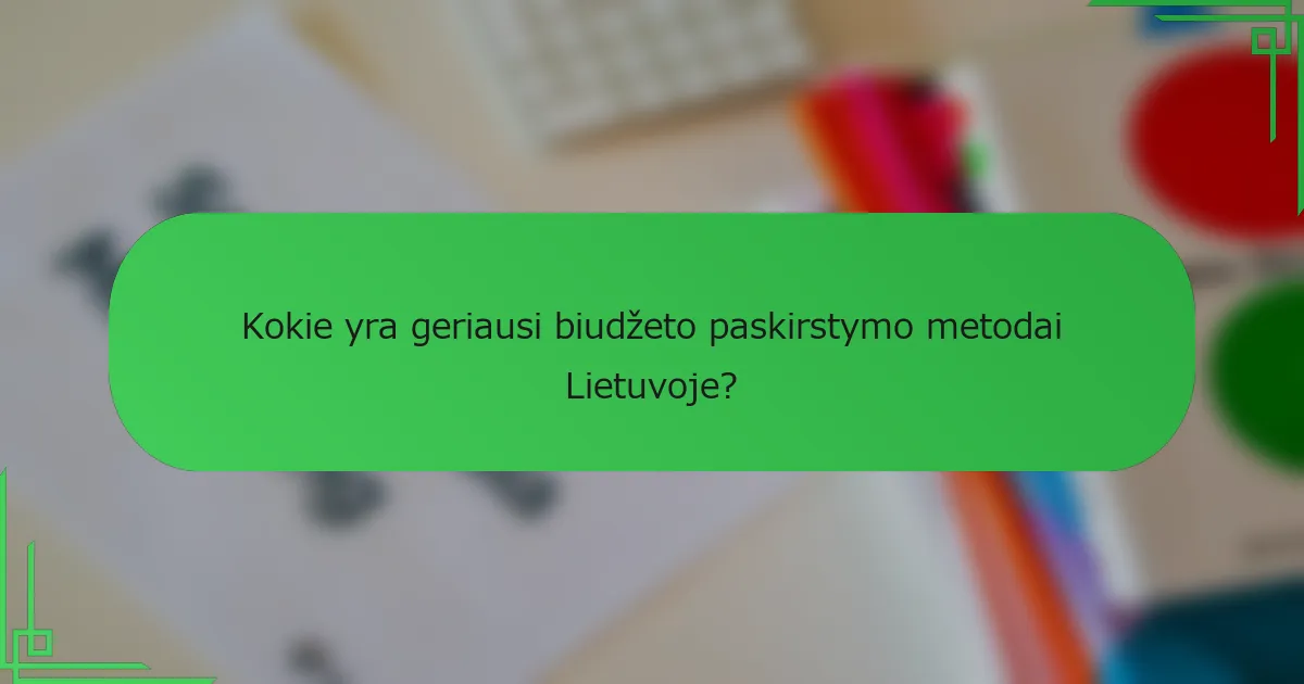 Kokie yra geriausi biudžeto paskirstymo metodai Lietuvoje?