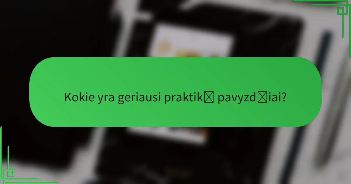 Kokie yra geriausi praktikų pavyzdžiai?