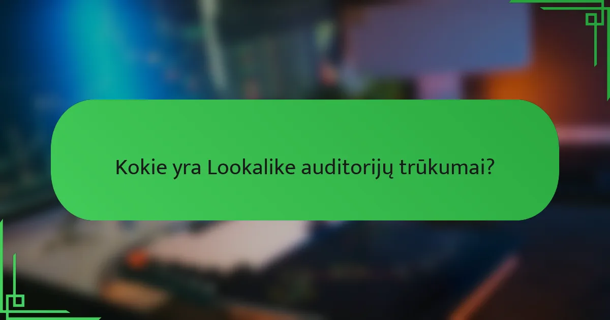 Kokie yra Lookalike auditorijų trūkumai?