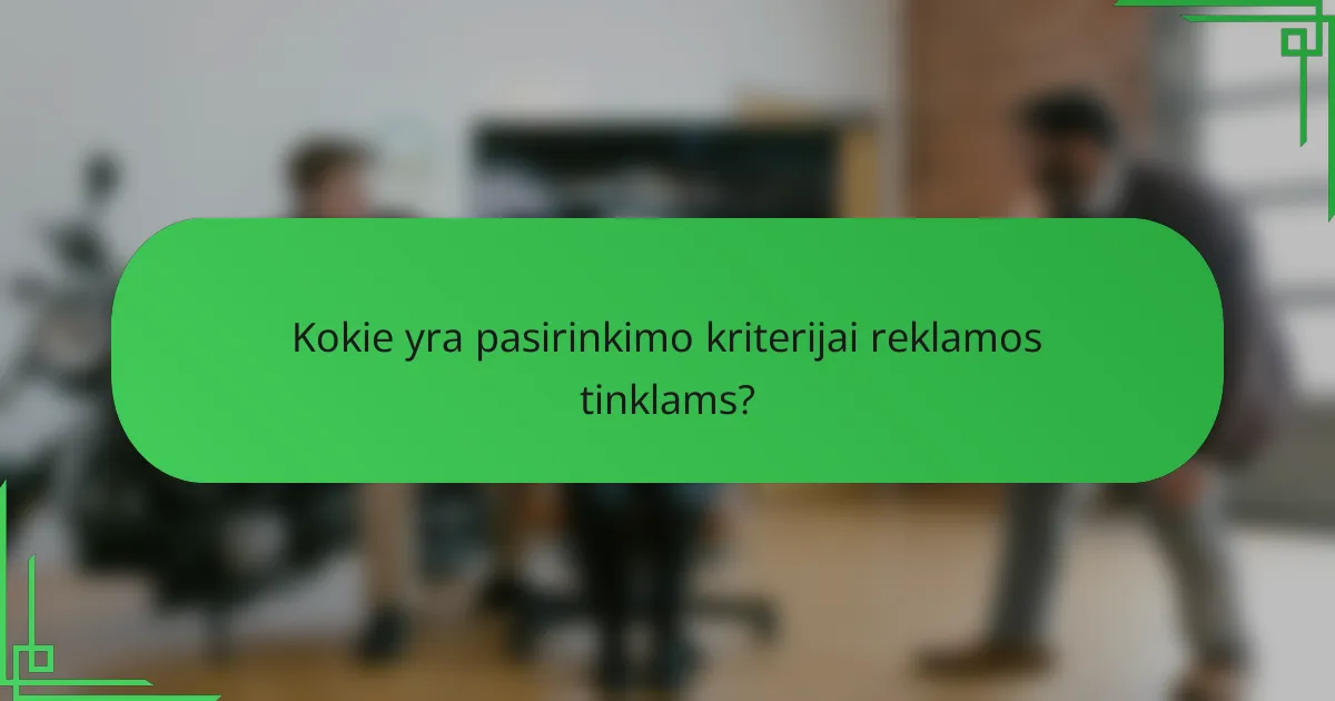 Kokie yra pasirinkimo kriterijai reklamos tinklams?