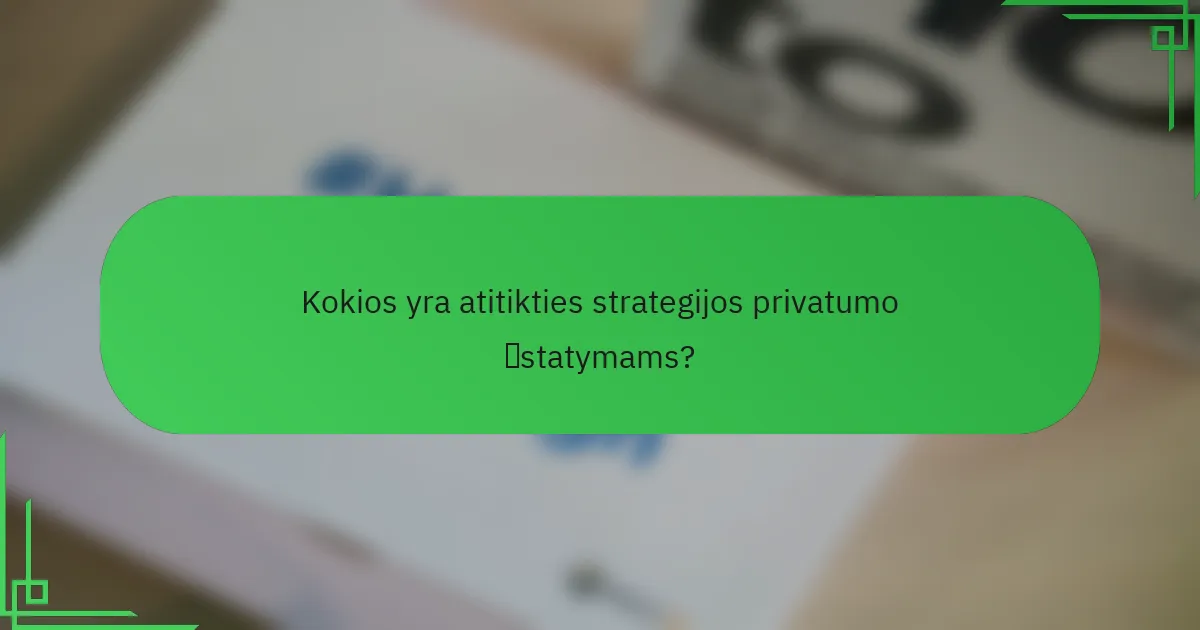 Kokios yra atitikties strategijos privatumo įstatymams?