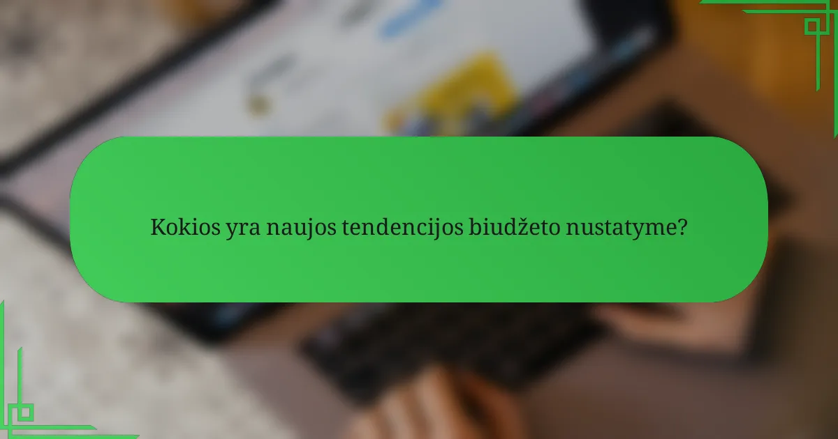 Kokios yra naujos tendencijos biudžeto nustatyme?